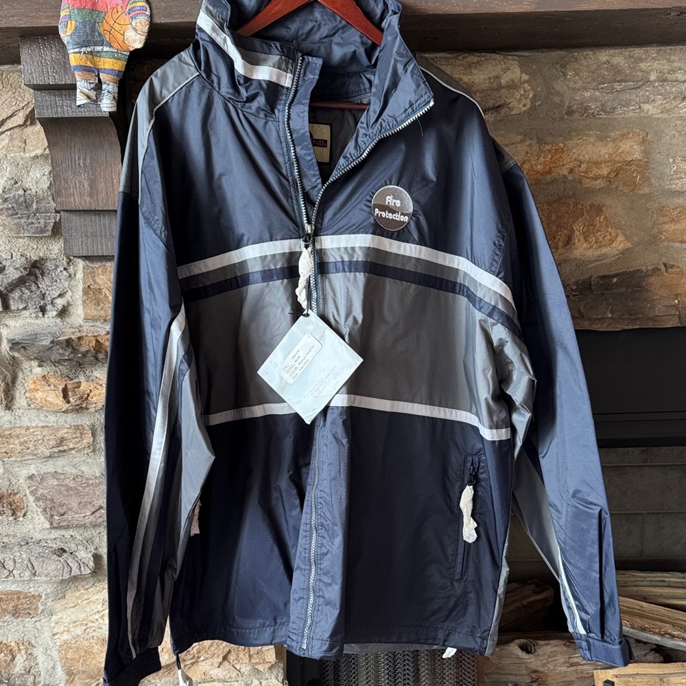 Men's Navy and Gray Windbreaker Jacket